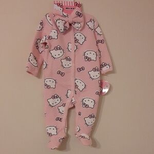 NWT Hello Kitty Pink Footed One Piece W Headband for Kids/9M